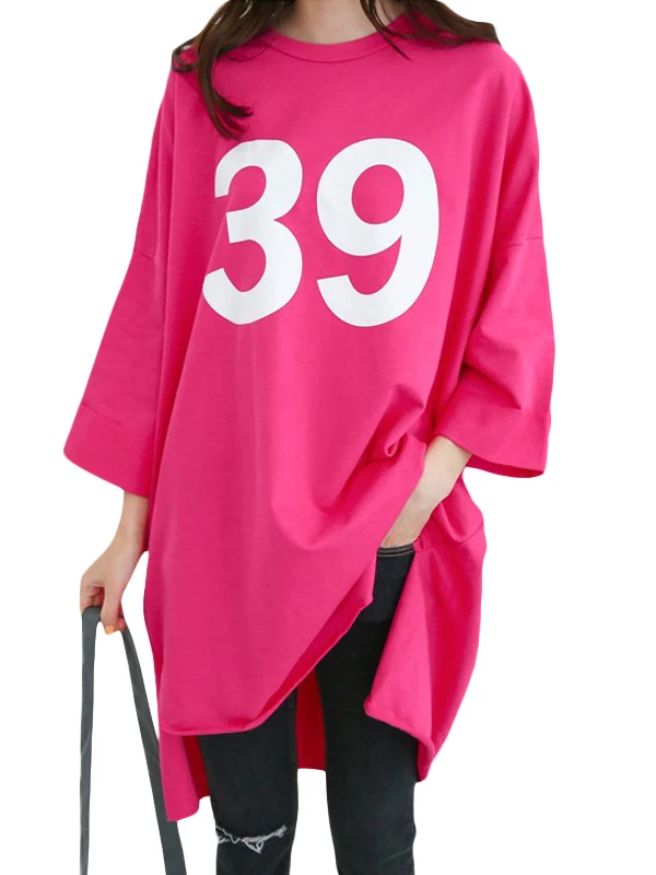 تي شيرت صيفي أمريكي ريترو فضفاض متوسط ​​الطول بأكمام قصيرة تي شيرت نسائي من القطن الخالص تي شيرت عصري وأنيق بنمط أوروبي نصف كم