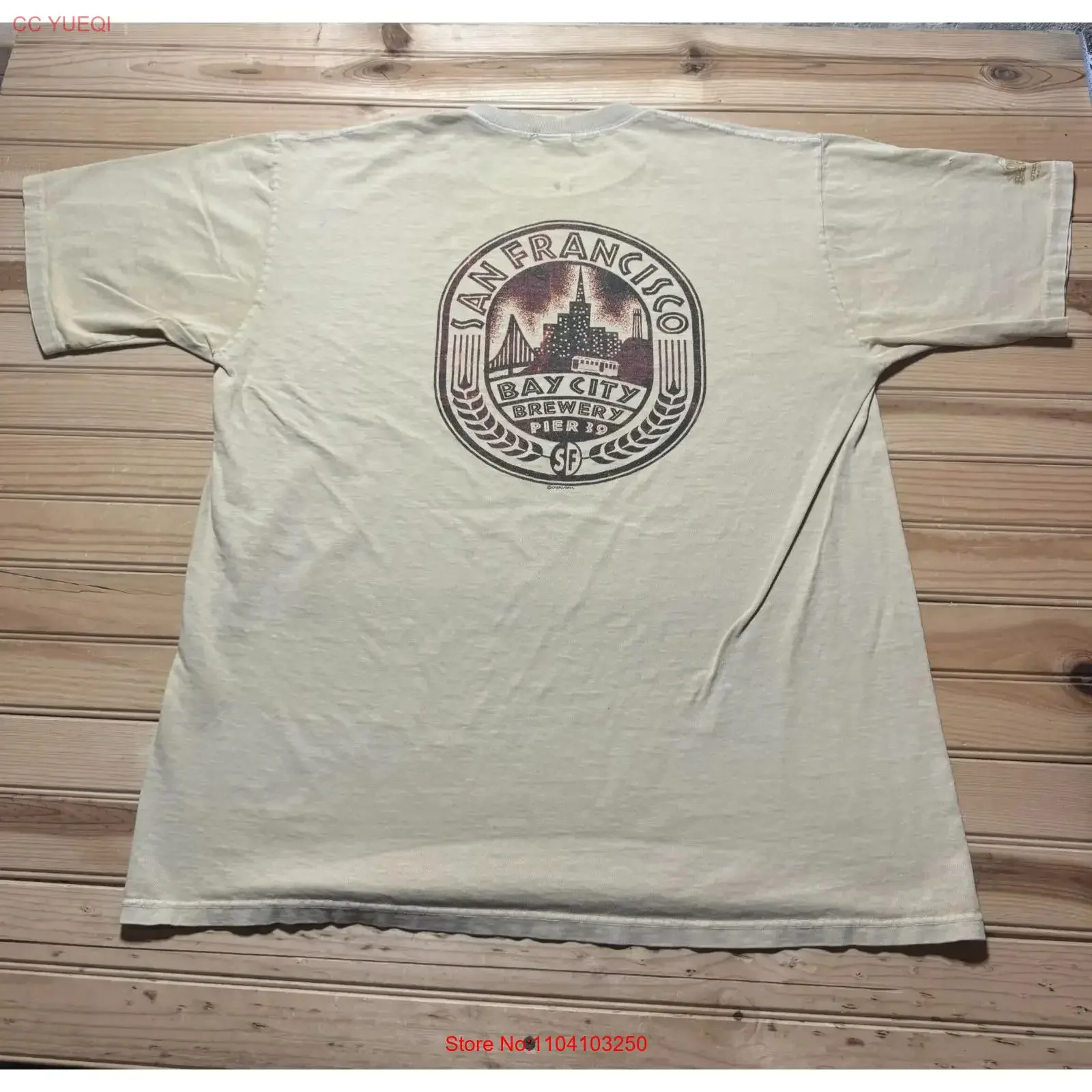 Vintage 90s San Francisco Bay City Brewery Pier 39 Travel Souvenir T Shirt Size XL vintage Washed Stylish fashion graphic