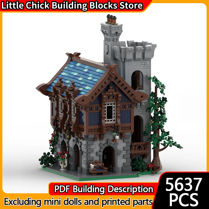 

Модель City Street View MOC, строительные кирпичи, средневековый керамический магазин, модульная технология, детские праздничные подарки, сборка игрушек, костюм