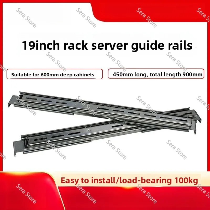 Heavy Duty 2U 3U 4U Server Slide Rails Kit 450mm 650mm Three Section Telescopic Rack Mount Guide Rails