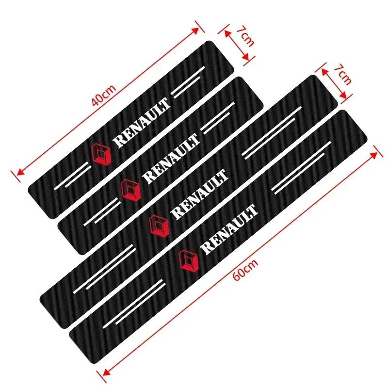 new 4pcs Carbon fiber threshold sticker for cars Pedal protection sticker for Renault Megane 2 3 4 Clio 4 Captur Scenic 2 Kadjar