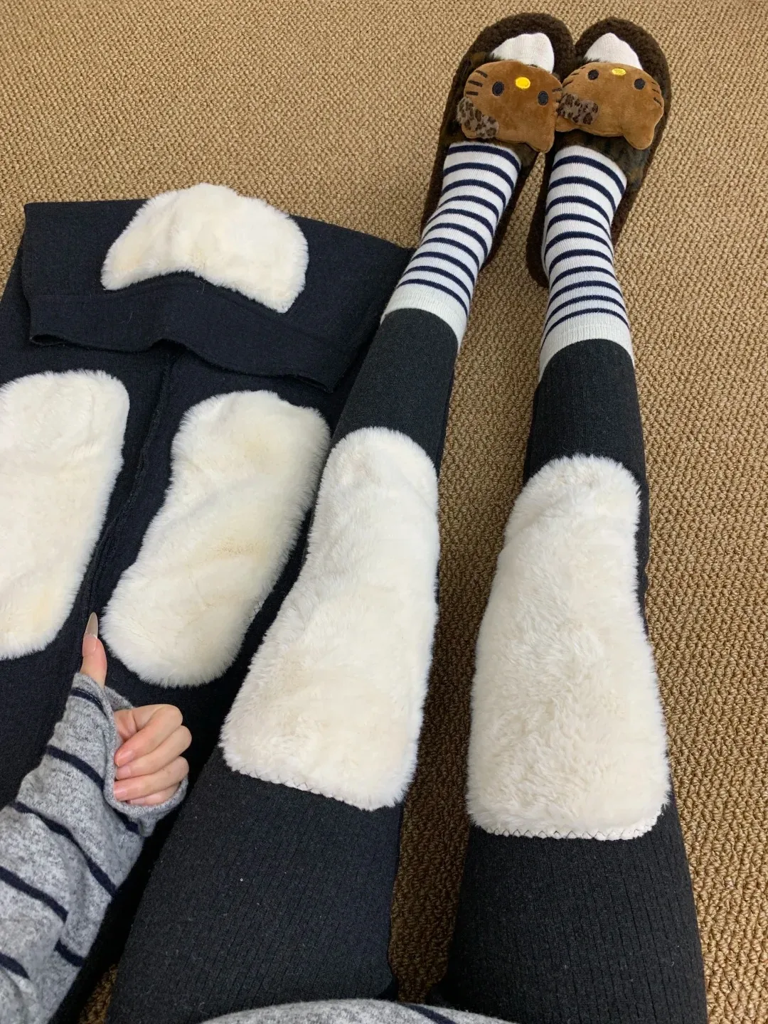 Harbin Thickened Fleece Lined Men's Wool Pants Winter Warm Cotton Trousers for Middle Aged And Elderly People Home Heating Pants