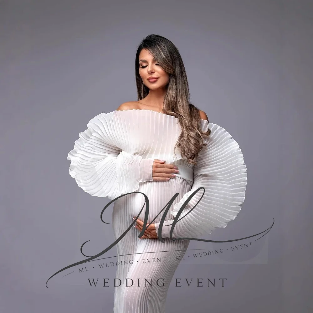 ML Modern Pleated Wedding Dress Off Shoulder Mermaid Floor Length Illusion Formal Occasion Bride Party Evening Gown Customzied