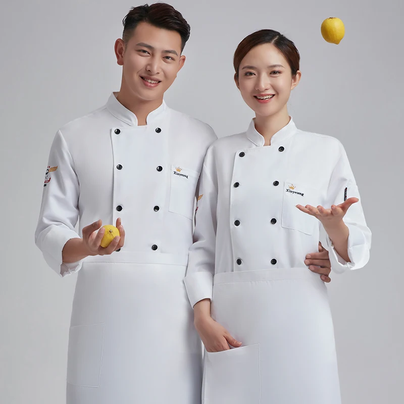 Chef Uniform Voor Mannen Vrouwen Jas Koken Kleding Keuken Westerse Restaurante Hotel Pastry Chef Barbecue Restaurant Custom Logo