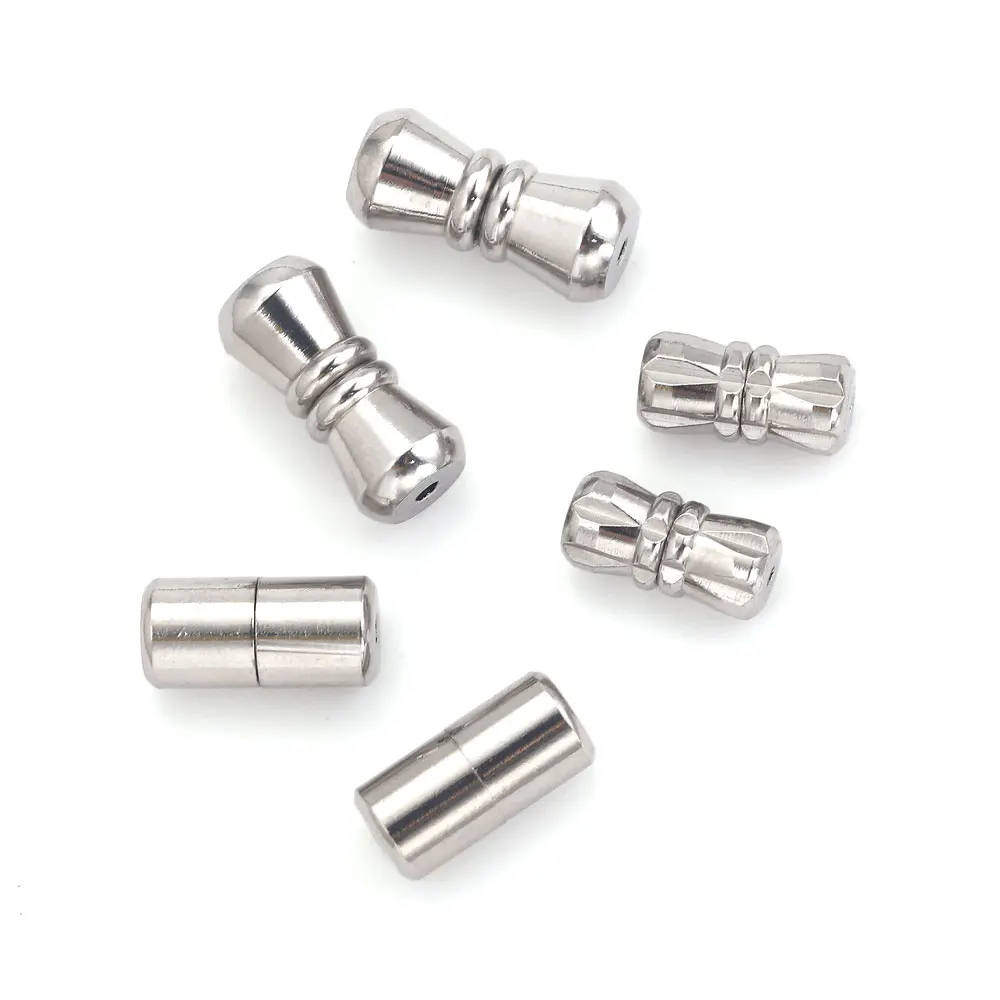 Aço inoxidável Parafuso Fechos para Fazer Jóias, Fixadores de Cilindro, Fivelas Fechadas, Pulseira DIY Suprimentos, Barril, 5Pcs