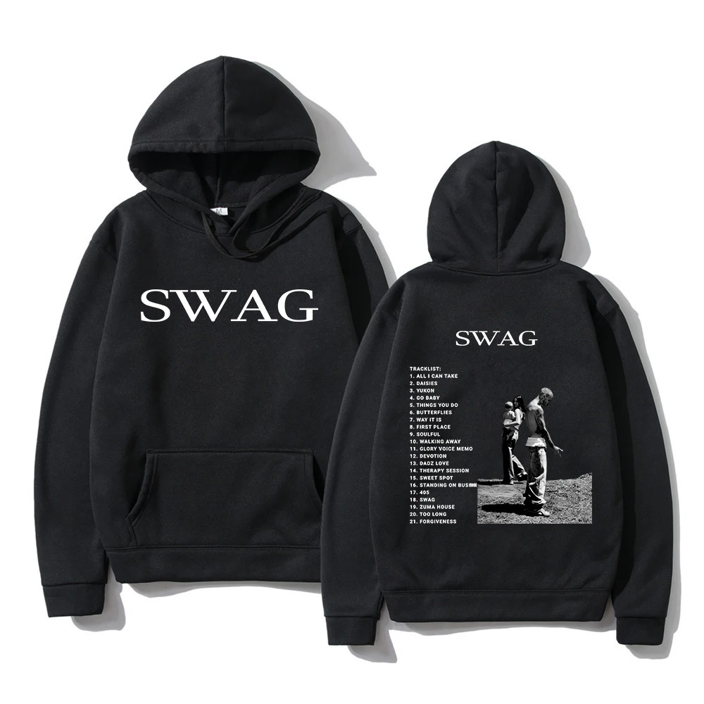 ألبوم جاستن بيبر SWAG للرجال مع قلنسوة بأكمام طويلة من الصوف Harajuku ملابس شتوية للعشاق ملابس رياضية خارجية Y2K