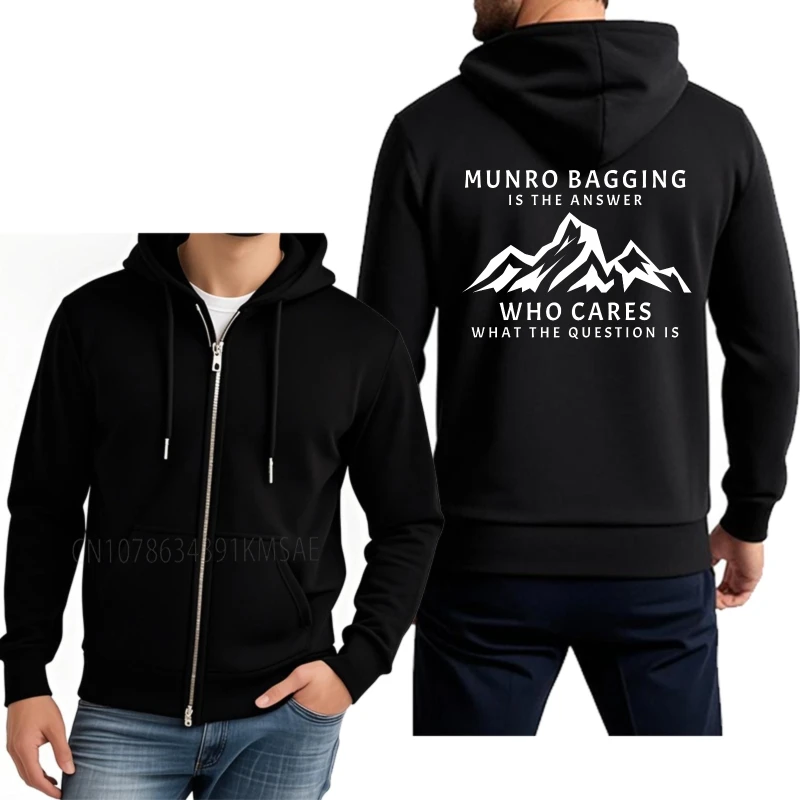 Viaje para hombre Sudadera con capucha de primavera Munro Bagging Is The Answer Who Cares What The Question Is Sudadera con cremallera de gran tamaño para él
