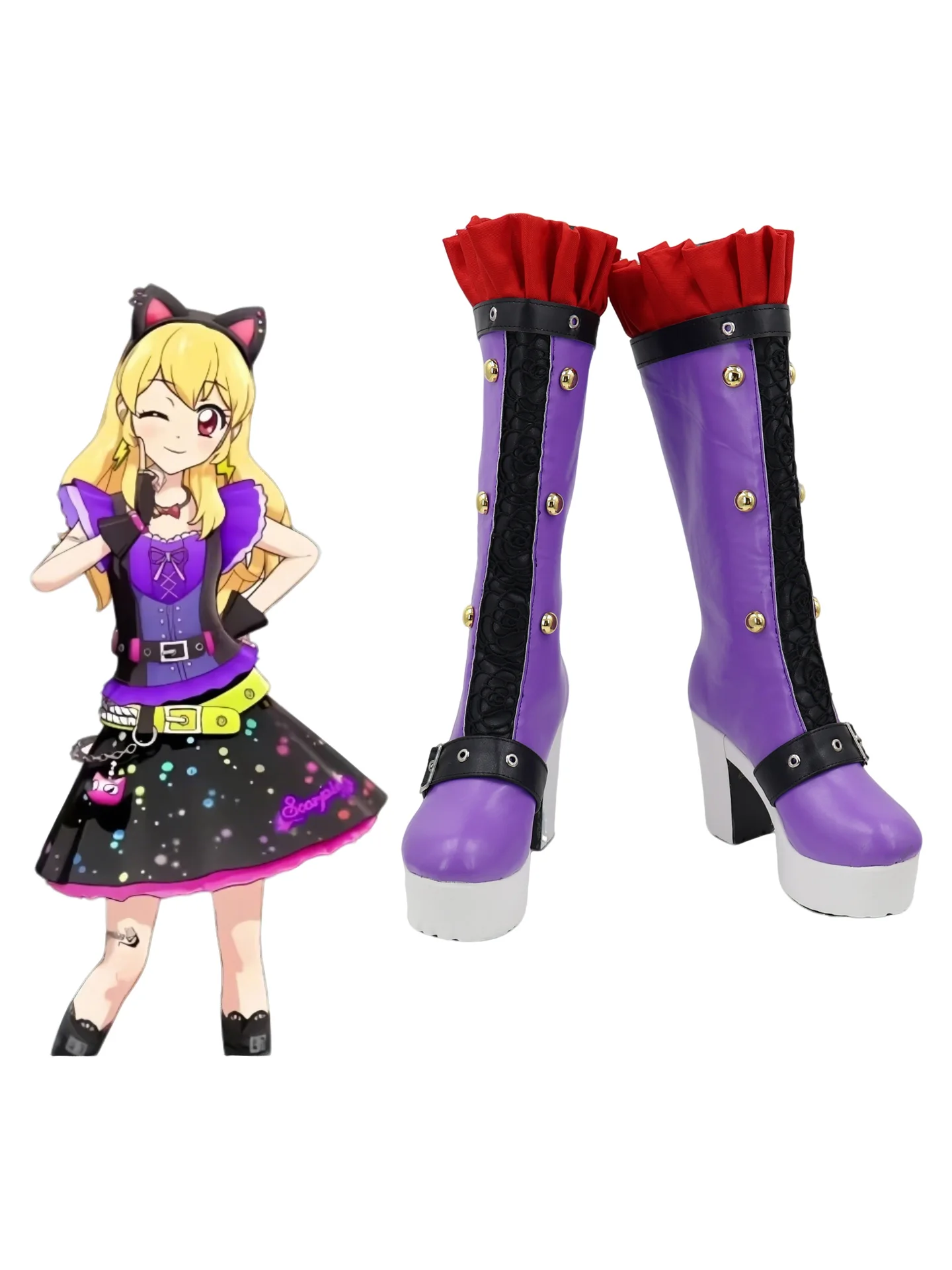 Sweet Devil Cosplay Shoes Aikatsu on Parade Halloween Carnival Custom Made Sweet Devil Prop Purple Boots