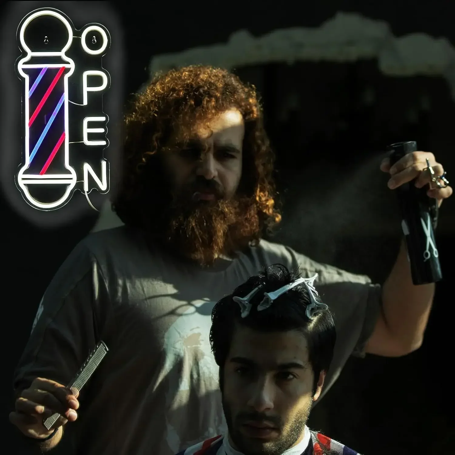 Kapper Open Neon Sign Kapsalon Licht voor Kapper Paal Kapper Kapper Kapper Benodigdheden Kapper Verstelbare Helderheid USB
