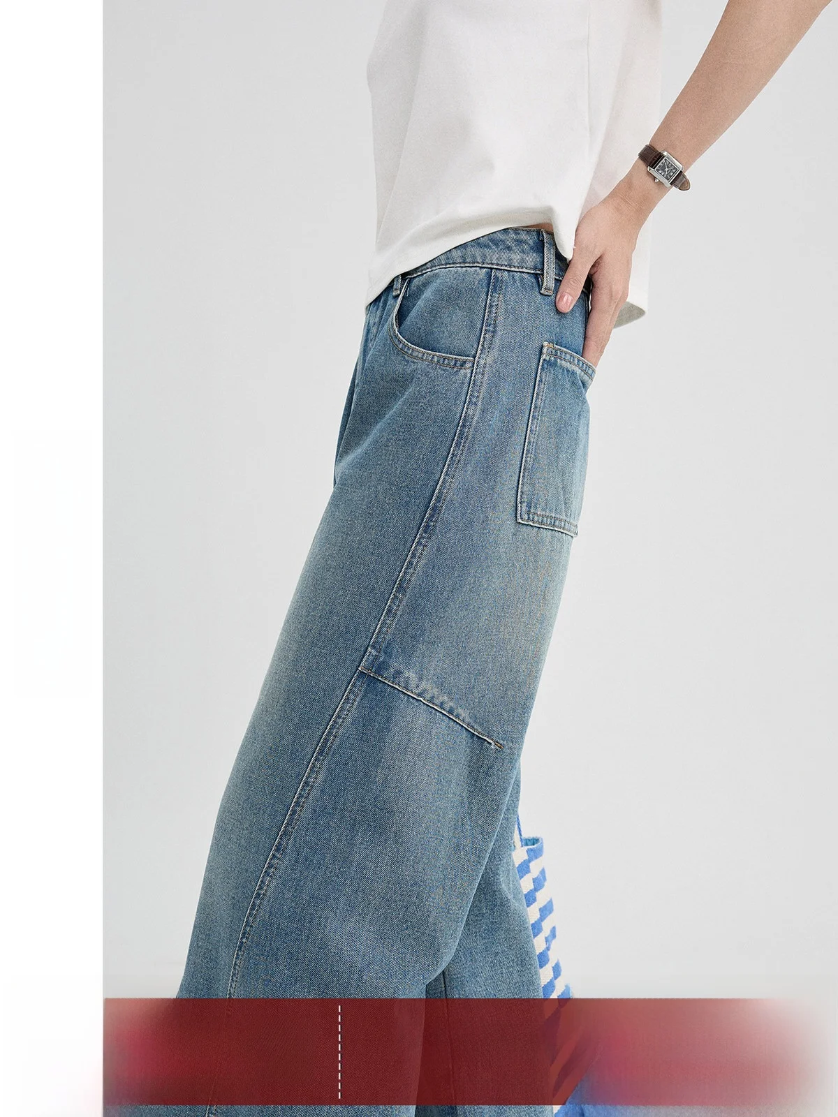 

Джинсы женские с высокой талией и широкими штанинами, летние, 2026, новый дизайн, с эффектом похудения, свободные, прямые, G7976, однотонные