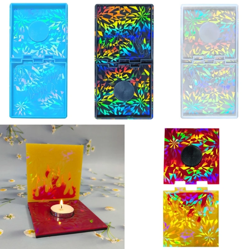 Silicone Mold for Candle Holders DIY Resin Base Molds Flame Pattern Candlesticker Molds Home Decor Y08E