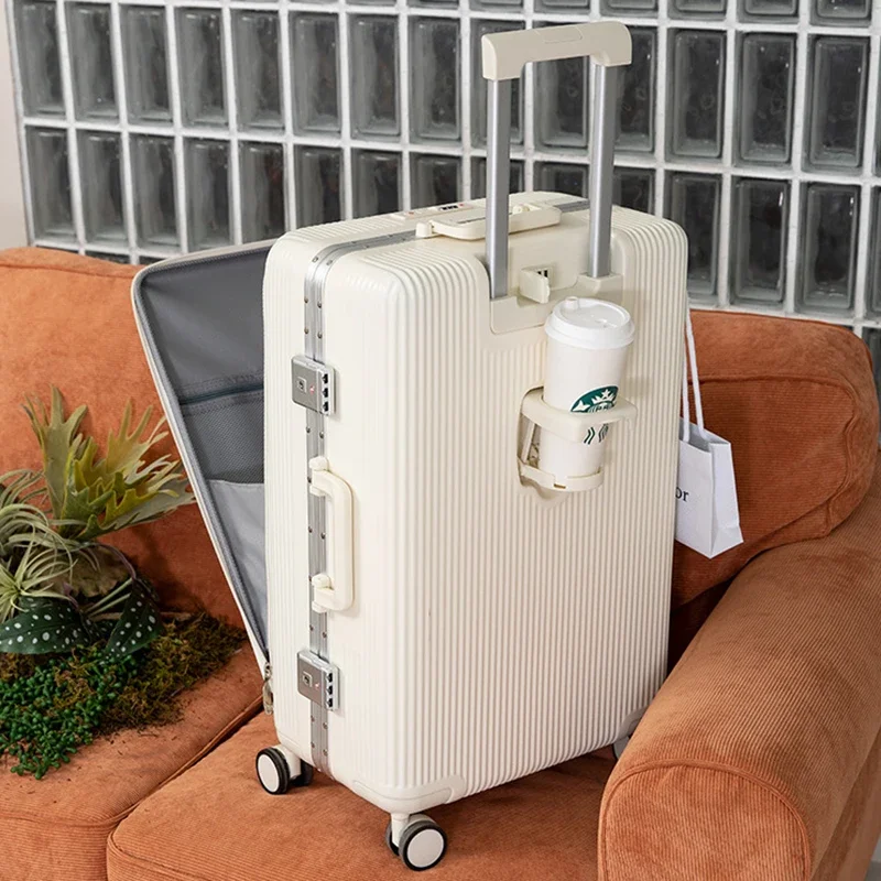 Multifunctional Aluminum Frame Luggage Wholesale PC Front Opening Pull Rod Travel Box Password Men Universal Wheel Boarding Bags