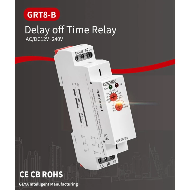 4X GEYA GRT8-B1 Off Delay Time Relay Timer Relay Electronic Type 16A, GRT8-B1 AC230V