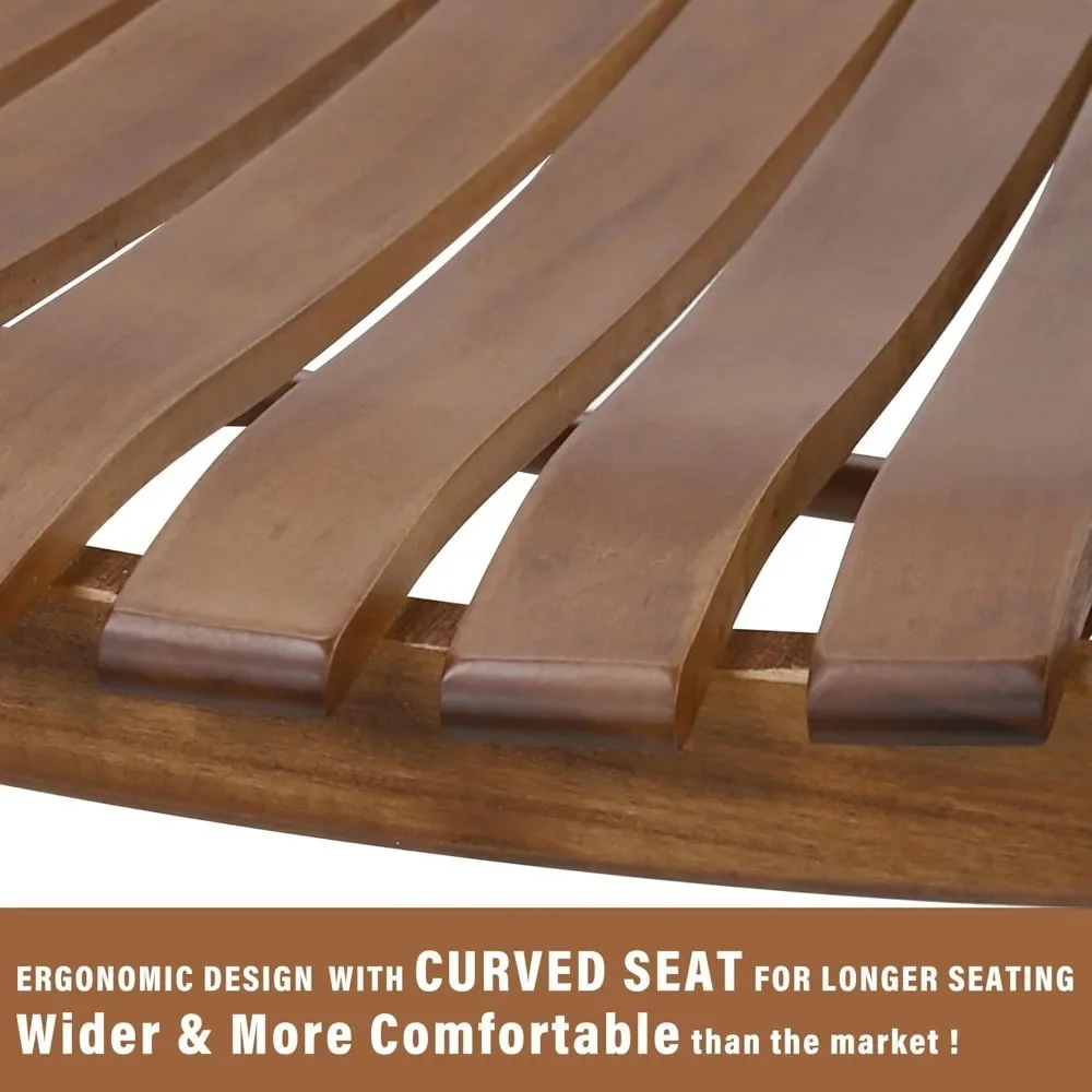 Outdoor Rocking Chair Sets 3-Piece, Bistro Table and Chairs Set of 2,Patio Wooden Rocker Bistro Set with Foldable Table.