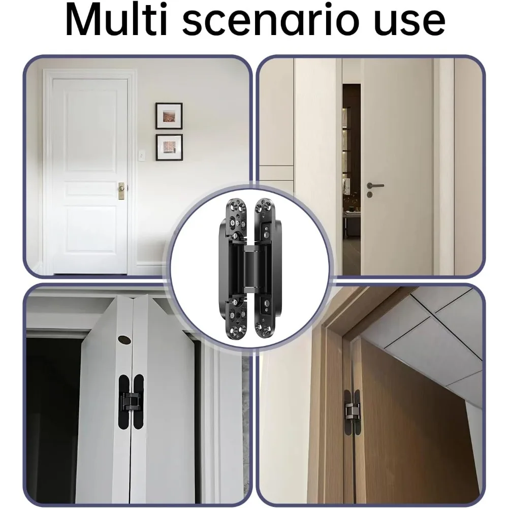 7 Inch Invisible Hinges for Door Concealment - 180 Degree Swing, 3-Way Adjustable, Zinc Alloy, Silent Operation, Long-Lasting Du