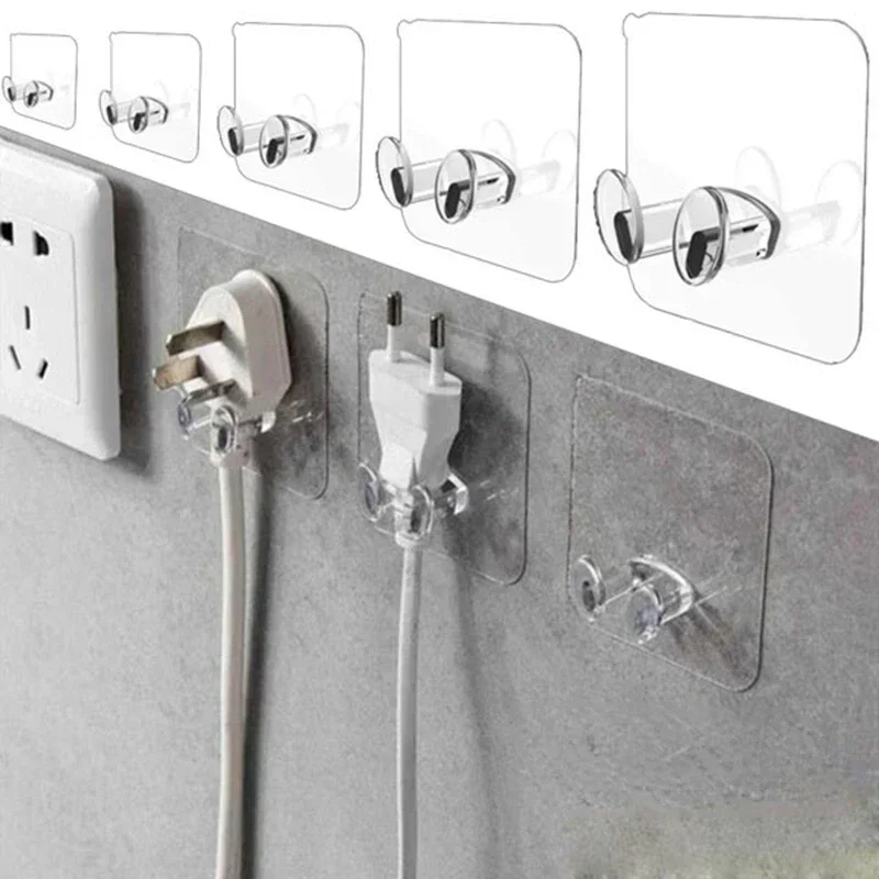 5/10 Pcs Wall Storage Hook Punch-free Power Plug Socket Holder Kitchen Stealth Hook Wall Adhesive Hanger Bathroom Accessories