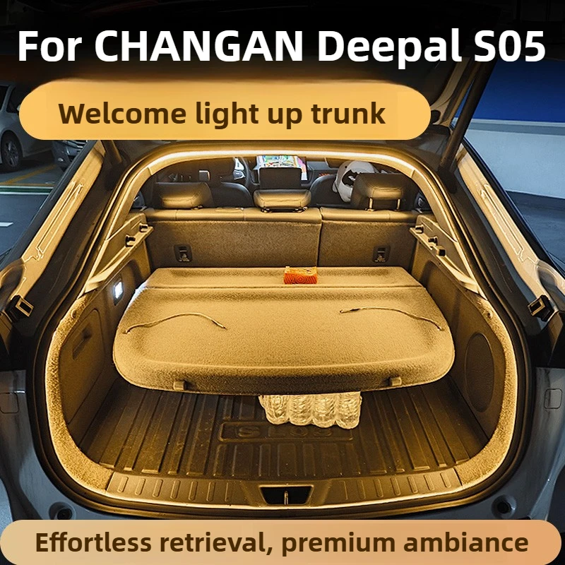 

Аксессуары для CHANGAN Deepal S05, 2026/2025, лампа приветствия багажника, светодиодная силиконовая атмосферная лампа, скрытая установка 2022-2024