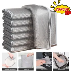 Magic Steel Wire Cleaning Cloths Double -sided Thickened Metal Silver Wires Rags Kitchen Dish Pot Washing Cloth Towel Clean Tool