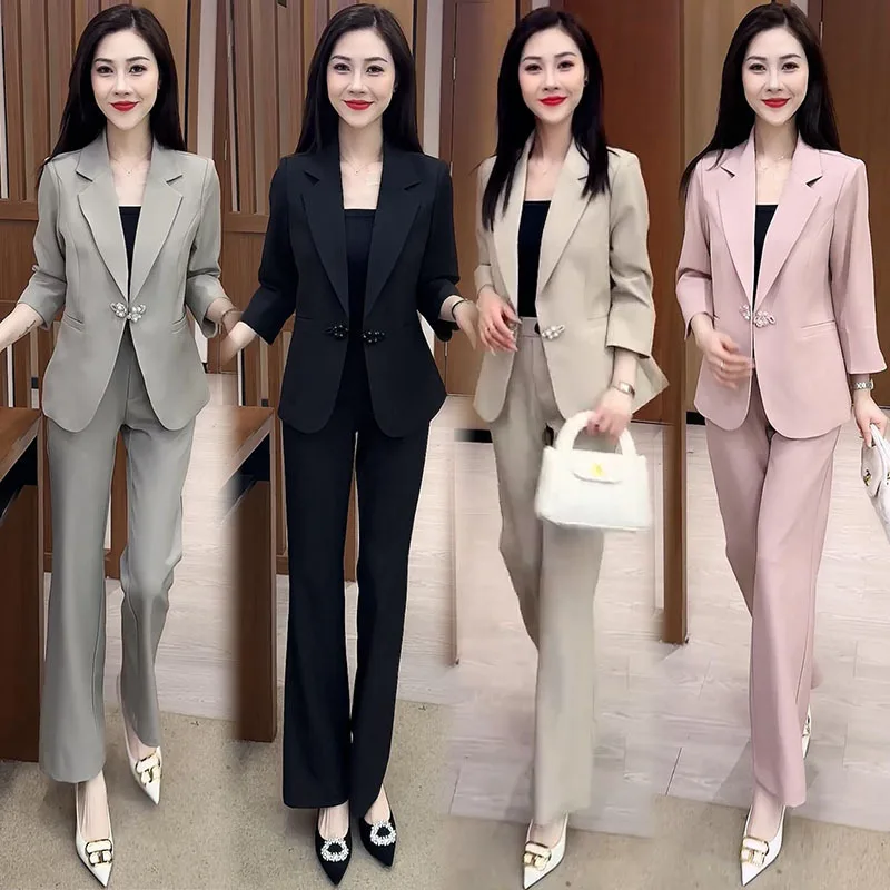 New Spring and Autumn Leisure Suit Women\'s Business Wear Temperament Overall Women\'s Tailored Suit Formal Clothes Work Clothes