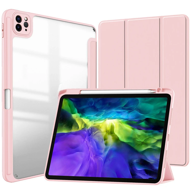 Dreifach Faltbare Acryl-Hülle für iPad Pro 11 2024 mit Stifthalter, Auto-Wach/Schlaf-Funktion, Stoßfeste Transparente Hartschale – Detail 7