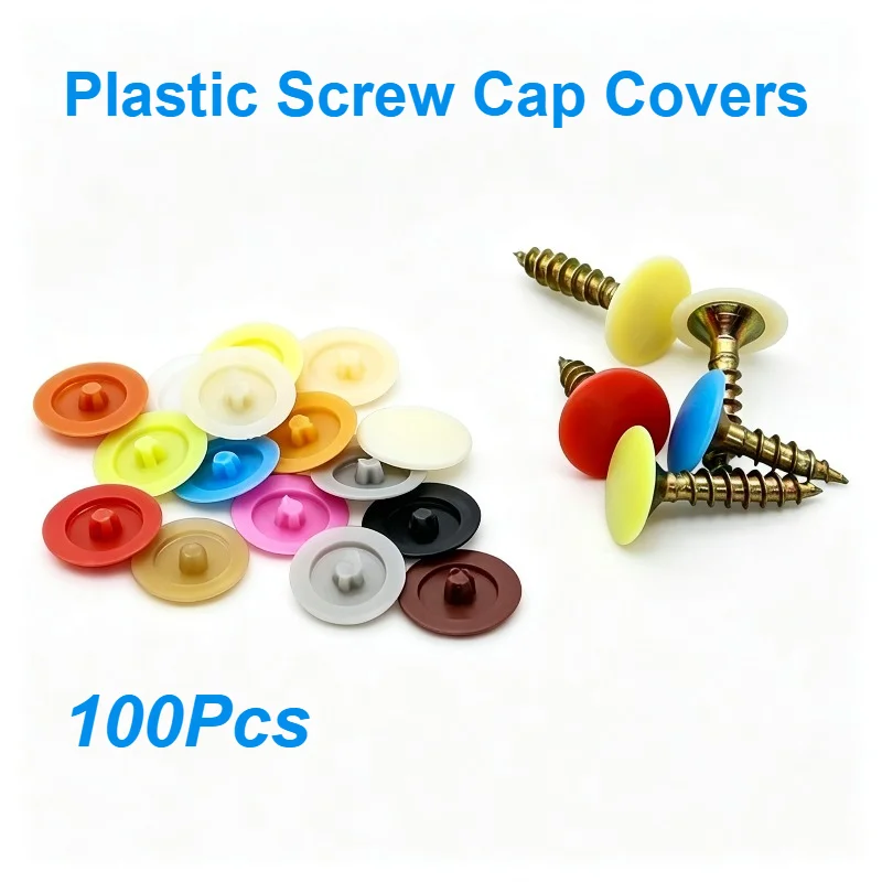 100Pcs Hinged Plastic Screw Hole Covers Phillips Head Decor Dust‑proof Protective Caps for Furniture Self‑tapping Screws