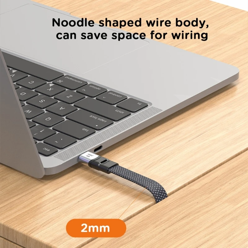 240 واط USB C إلى USB C كابل شحن سلك نايلون مسطح مزامنة البيانات شحن الحبل كفاءة نوع C الحبل سريع للهاتف 15 الوسادة