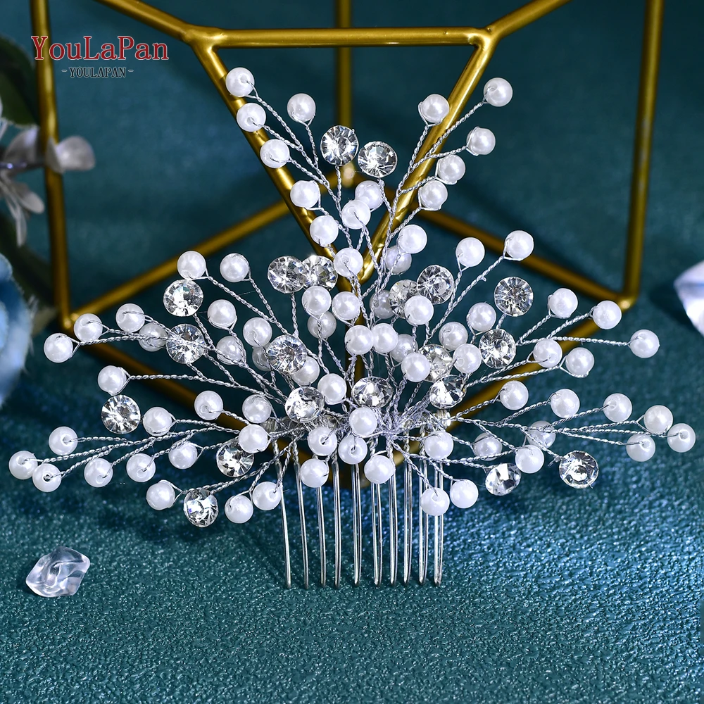 

YouLaPan Silver Color Pearl Wedding Hair Comb Hairpin Crystal Headband For Bride Women Hair Accessories Jewelry Tiara Gift HP797