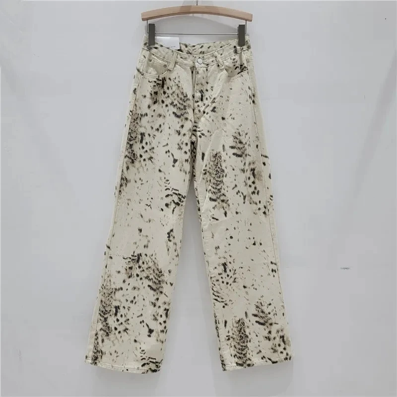 Fashionable High Waist Vintage Beige Denim Trousers Women Flare Pants Wide Leg Baggy Casual Urban Streetwear Trend