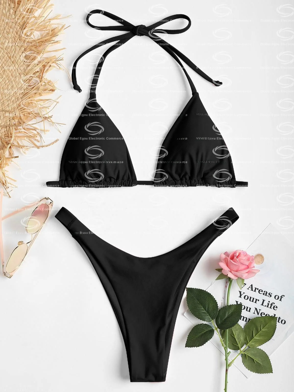 

202 New Pure Color Nylon High Elastici Bikini Fre Cute Pink e Bikini Sports Yoga Fitn Fans Supplies Swimsuit