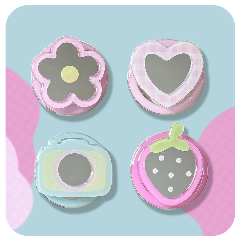 

Korean Cute Mirror For Magsafe Magnetic Phone Griptok Grip Tok Stand For iPhone 15 Foldable Wireless Charging Case Holder Ring