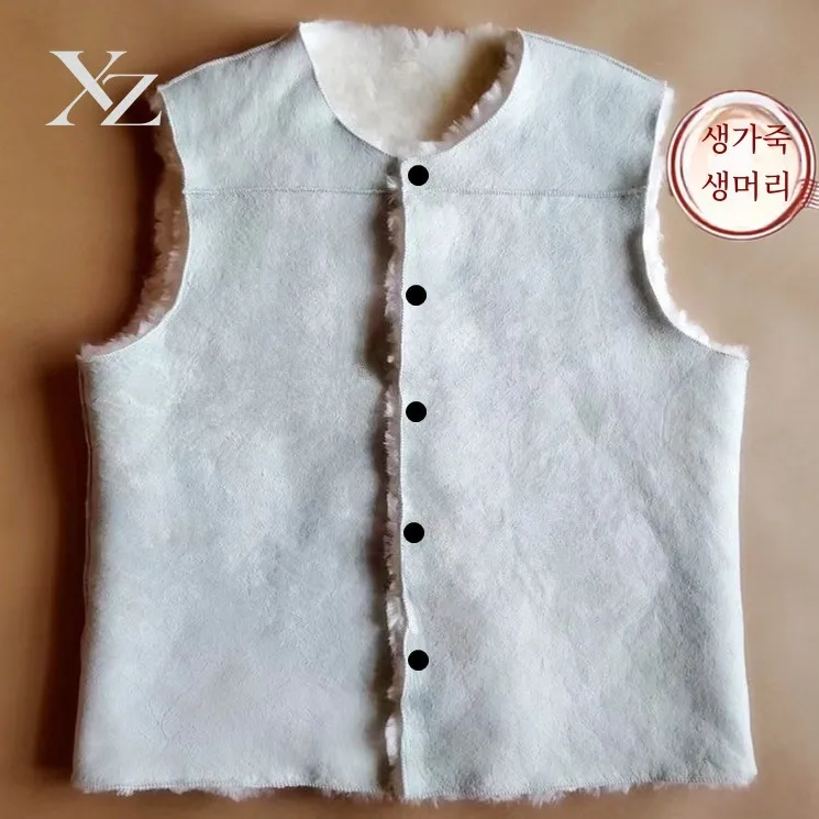 Warmth Sheepskin Leather Woolen Vest round Neck Inner  Genuine Hair Business Gentleman Style Thickened Standard Fit Coat
