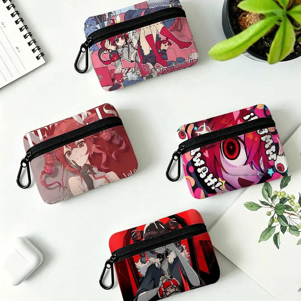 Popular Singer Kasanes Teto Portable Oxford Fabric Mini Wallet Carabiner Design Small Coin Bag For Cards Keys Earphones