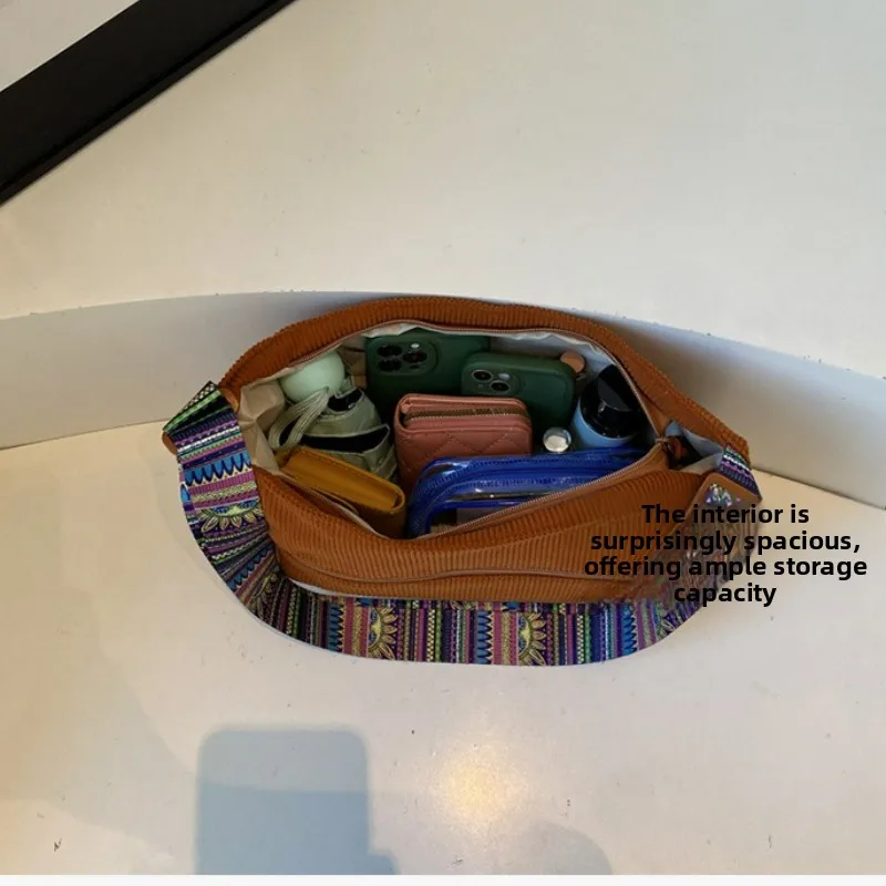 موضة جديدة سروال قصير الملمس وحقيبة كتف بسيطة سعة كبيرة حقائب كروسبودي للنساء الطلاب حقيبة مدرب عادية متعددة الاستخدامات #5