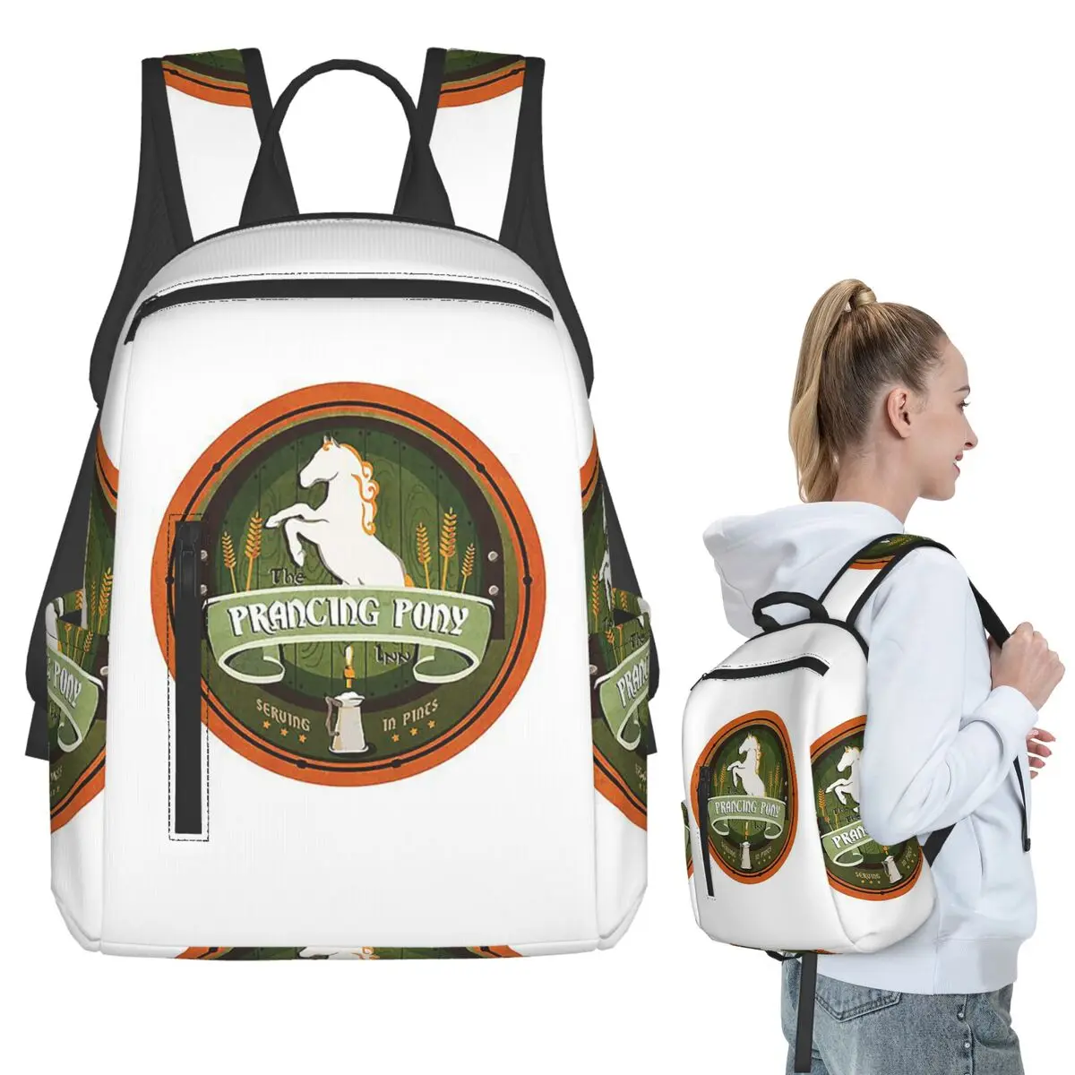 The Prancing Pony Backpack Student BookBag Boys Girls School Bag Computer Shoulder Bags Men Women
