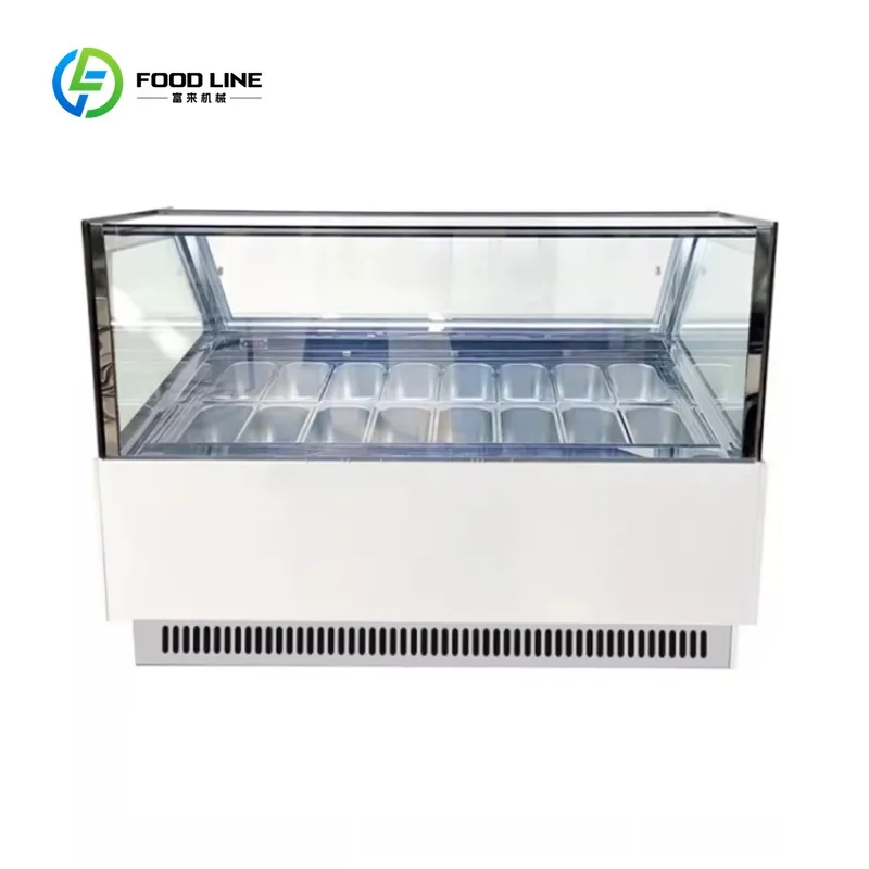 Customized Italian Gelato Glass Door Batch Ice Cream Display Refrigerator Fridge Freezer showcase for Ice Cream Cones
