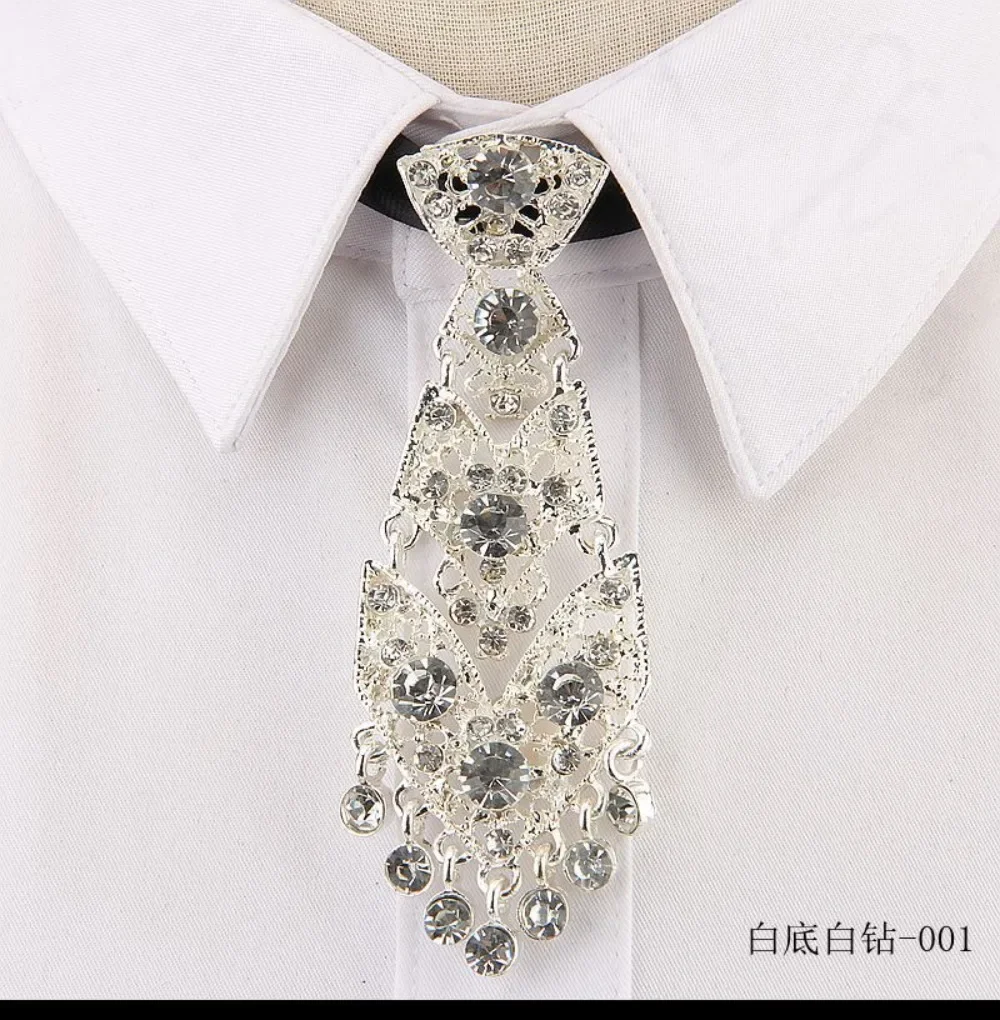 Metal diamond-set tie fashionable and personalized Korean style Korean style cocktail wedding host accessories