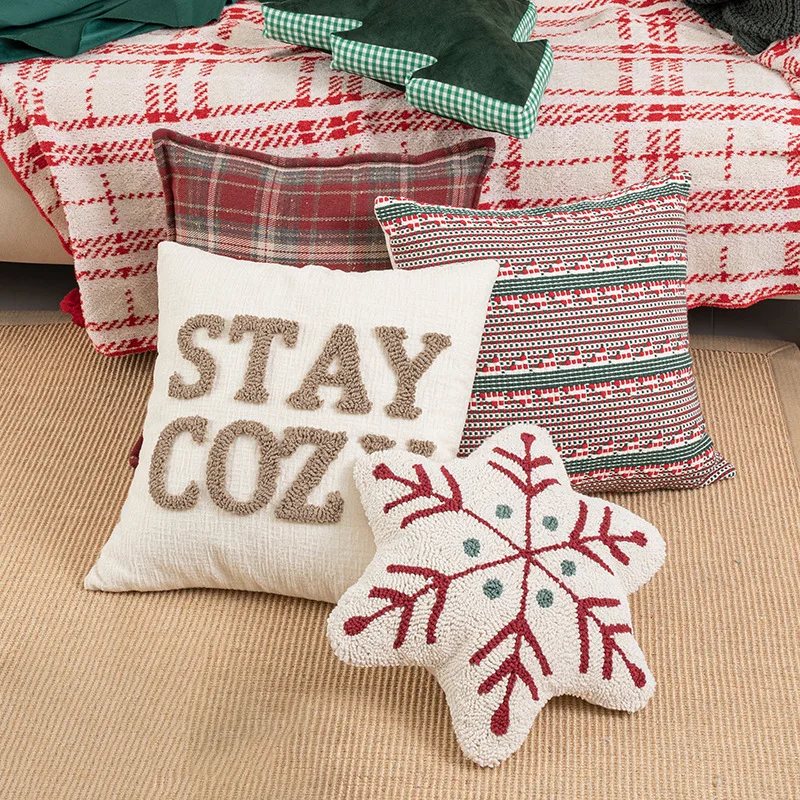 Рождественский чехол для подушки, современная новинка, плюшевая наволочка с вышивкой Санта-Клауса для праздника, домашнего декора, украшения для дивана, подарок