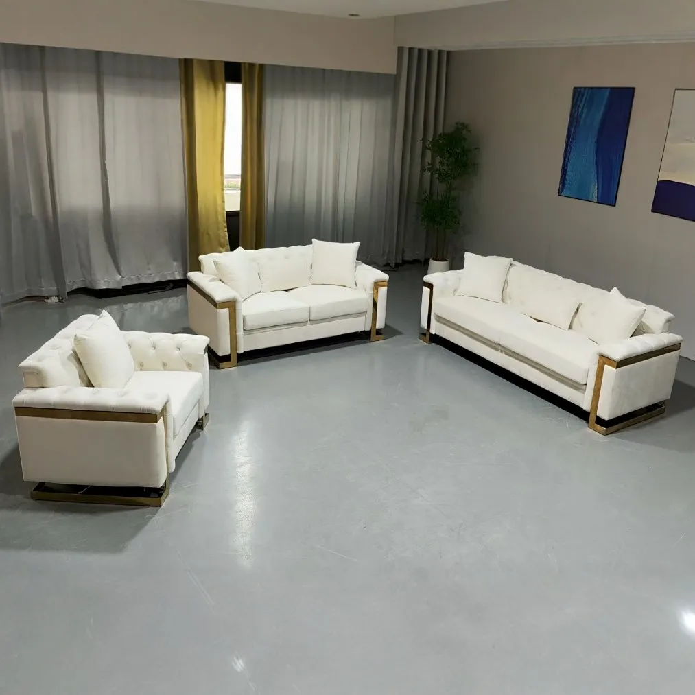 Modern Living Room Furniture Set 1+2+3, Modular Living Room Sofa with Velvet Cushion, Durable Tufted Sofa for Wholesalers.