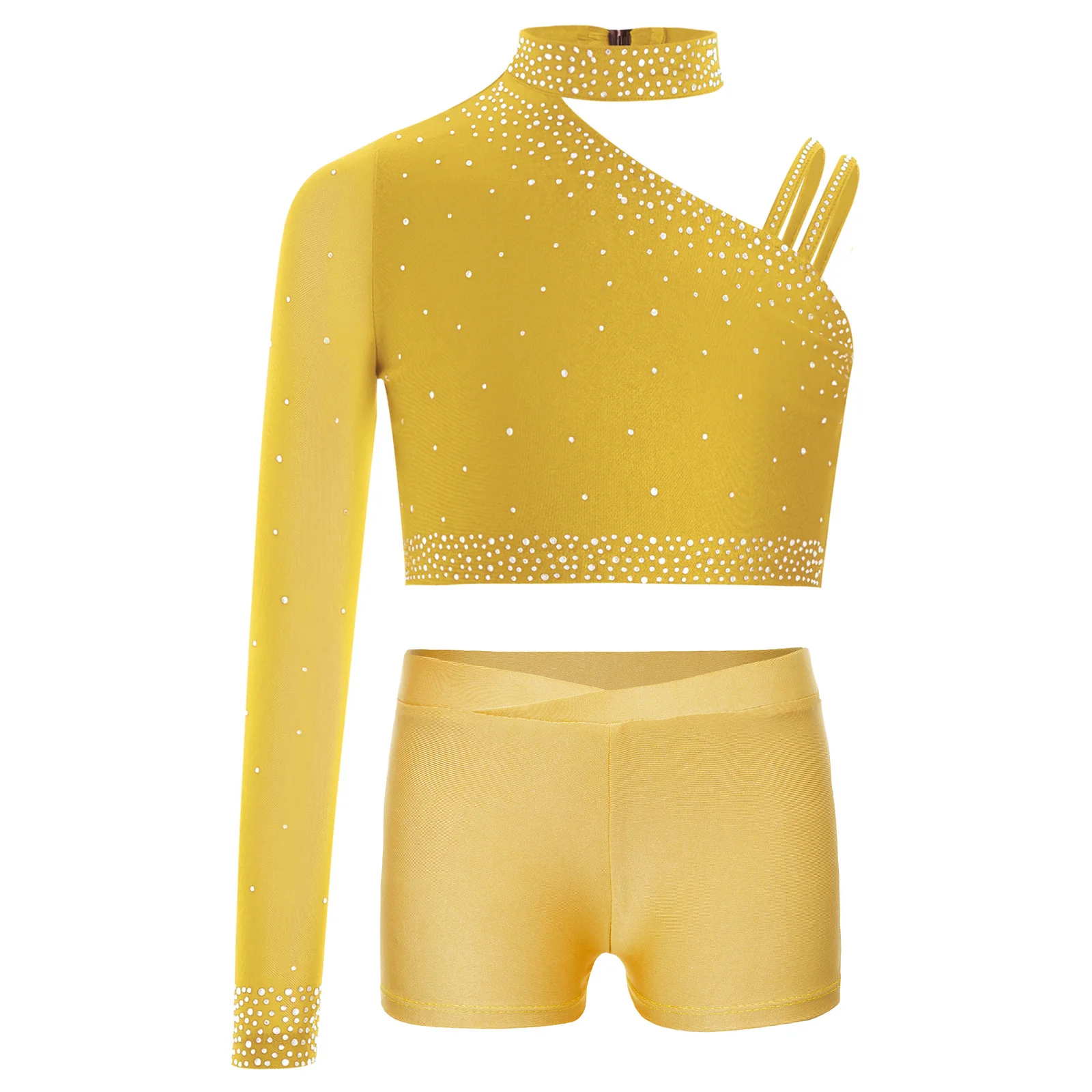 Ensemble de danse lyrique pour adolescents, Costumes contemporains modernes, haut court à une épaule avec jupe en maille, justaucorps, tenues de spectacle de Ballet