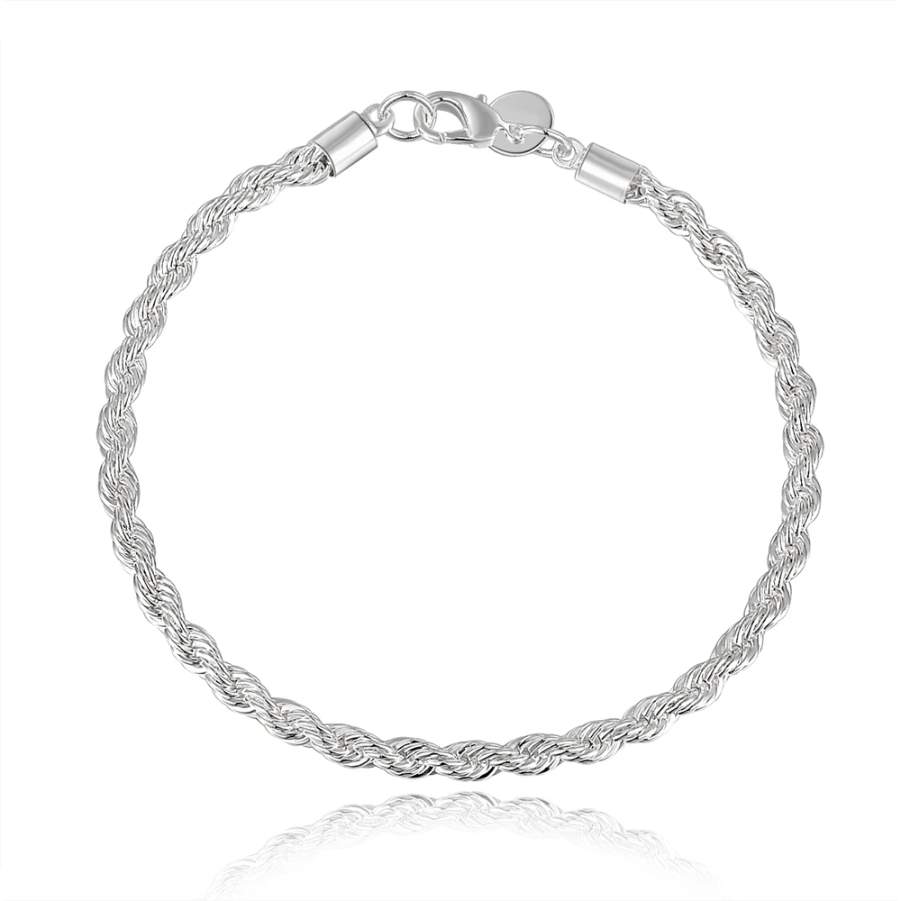 Bracelets en argent Sterling 925 pour femmes, chaîne classique torsadée, bijoux à la mode, cadeau de noël sauvage, fête de mariage, vente en gros