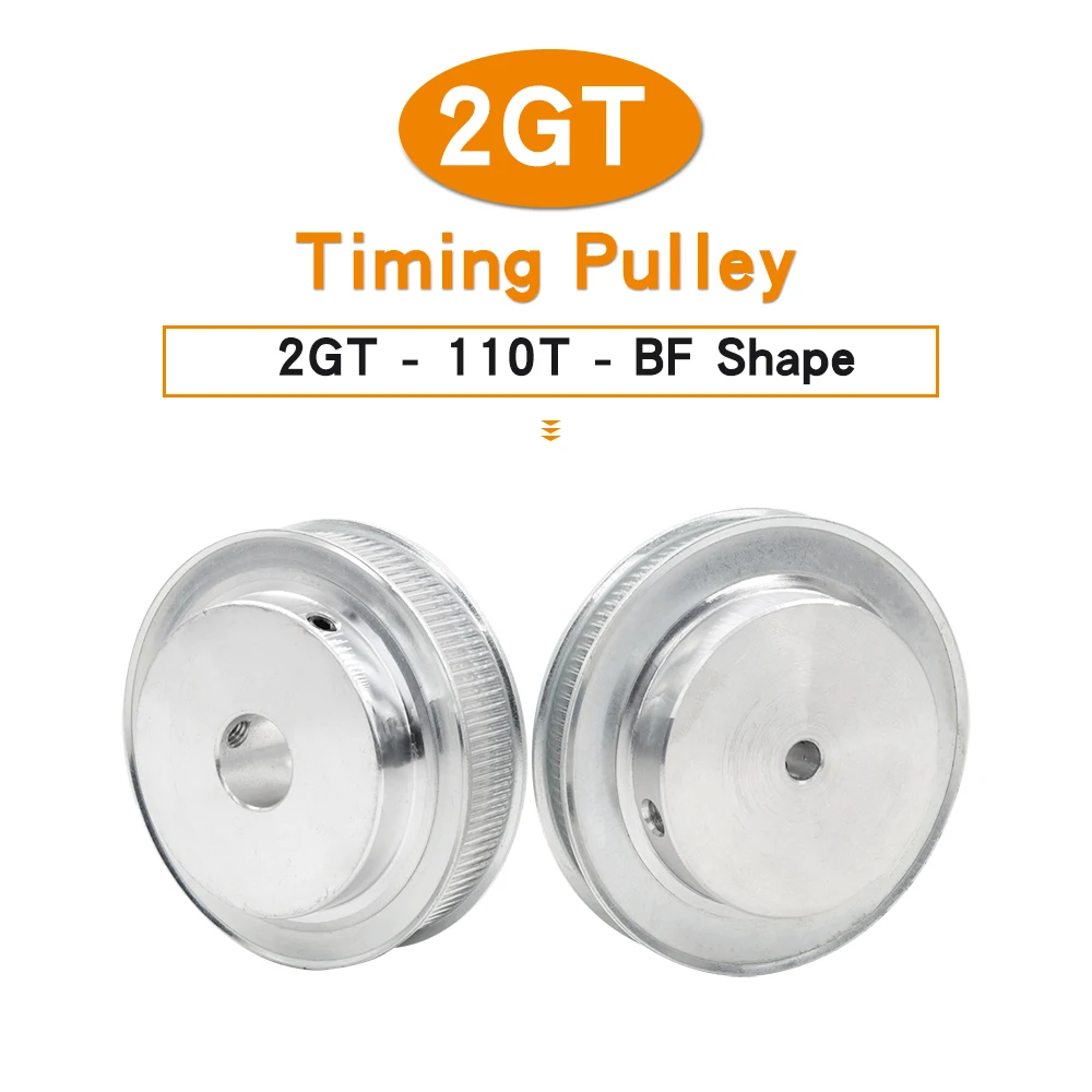 2GT-110T Belt Pulley Bore Size 6/6.35/8/10/12/12.7/14/15/16/17/19/20/25 mm Alloy Pulley Teeth Pitch 2 mm Belt Width 6/10 mm