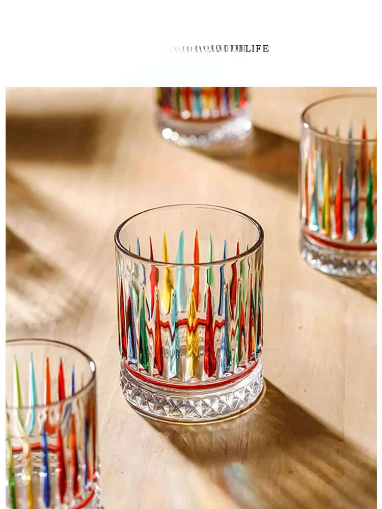 

Tlife Rainbow Glass Whiskey Cup Couple Matching Multicolor Home Use Crystal Liquor Glasses Nordic Style Drinkware