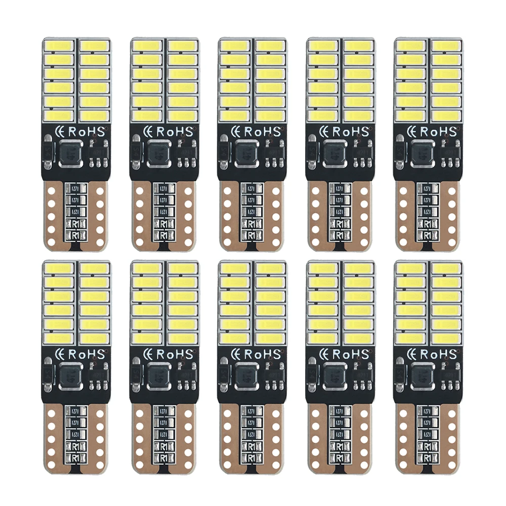 

10 шт. IC W5W T10 светодиодный ные лампы Canbus 4014 24SMD 12 в 6000K 194 светодиодный для салона автомобиля, карты, Купольные огни, парковочные фонари