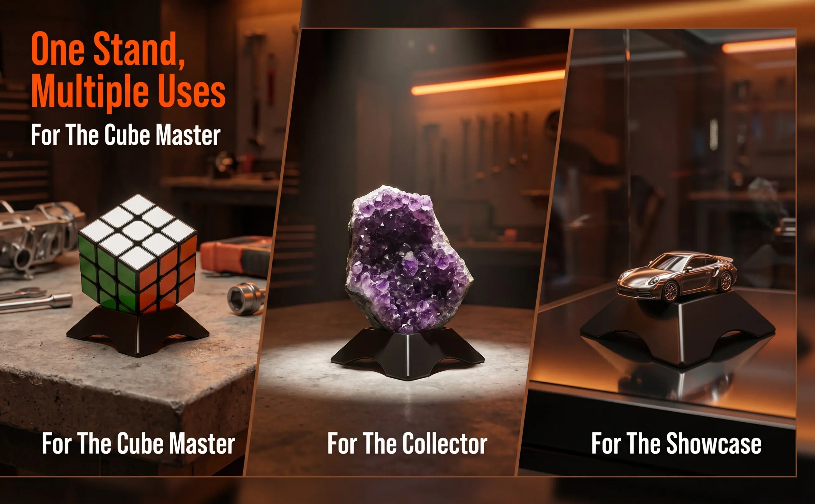 10Pcs Crystal Clear Plastic Cube Stand Triangular Tripod Base for Displaying Organizing Storing Neatly Anywhere