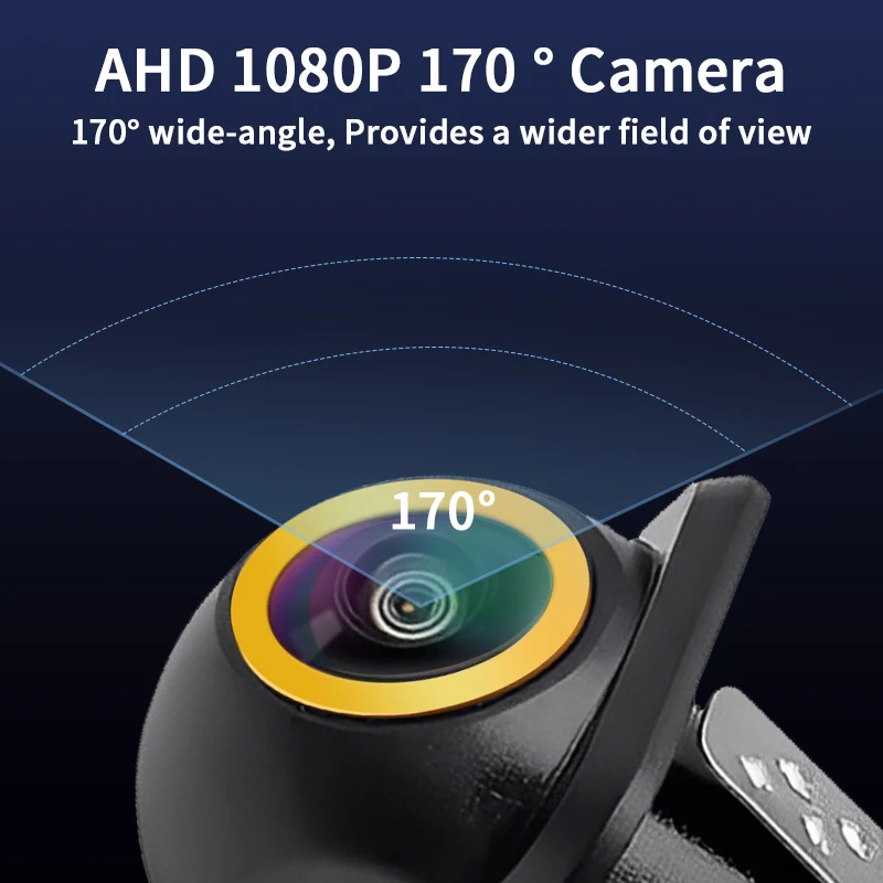 Backup Camera 170° Fisheye Car Rear View Camera,AHD/CVBS Signal,HD Night Vision Waterproof Straw Hat Shape Drill Mount Camera