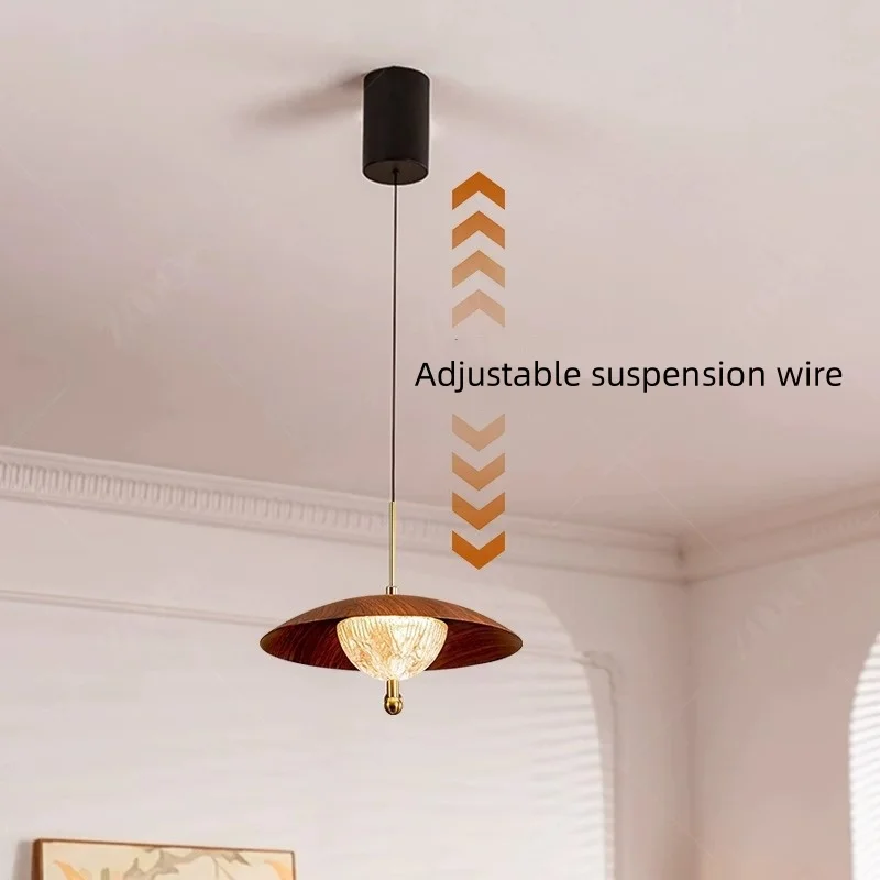 Middle ancient style walnut colored pendant lamp, creative and personalized homestay dining table and bar lamp, dining room adju