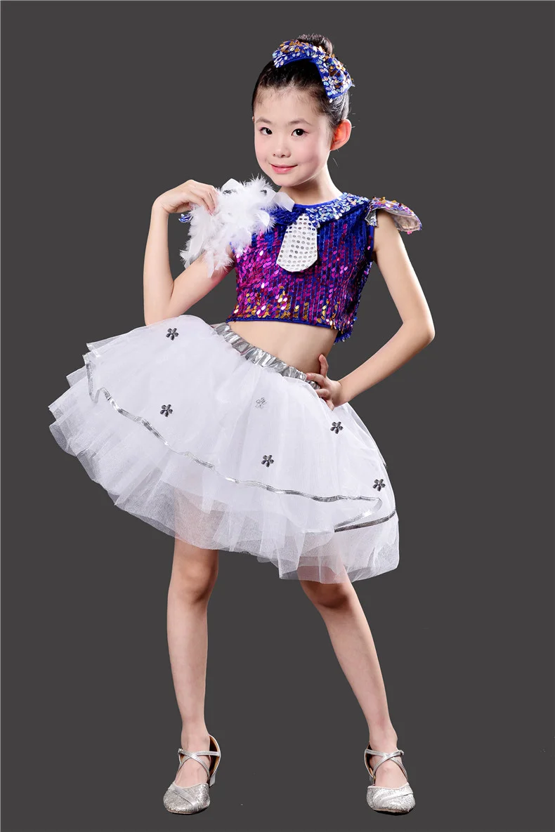 Children's gauze skirt performance clothing New jazz dance sequins Men and women's kindergarten dance clothing Pengpeng gauze