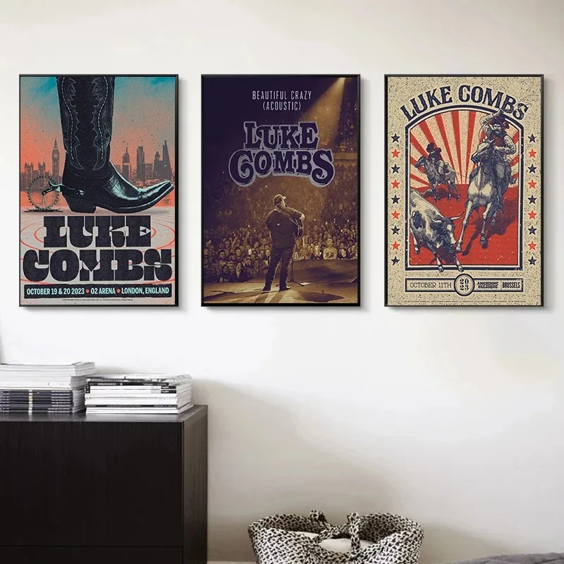 Pop Singer Luke Combs Music Album Growin' Up London Concert Tour Poster Wall Art Pictures Canvas Painting Home Dorm Decor