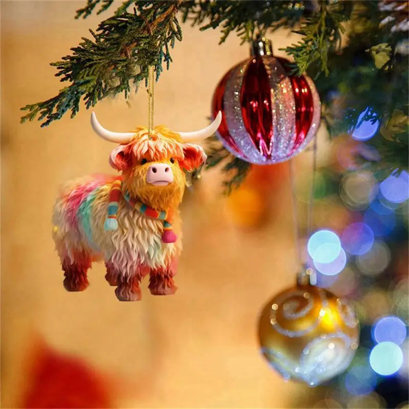 Cartoon Cow Car Pendant Fine Texture Exquisite Workmanship Cute Christmas Tree Ornament Home Decoration Navidad Party Supplies