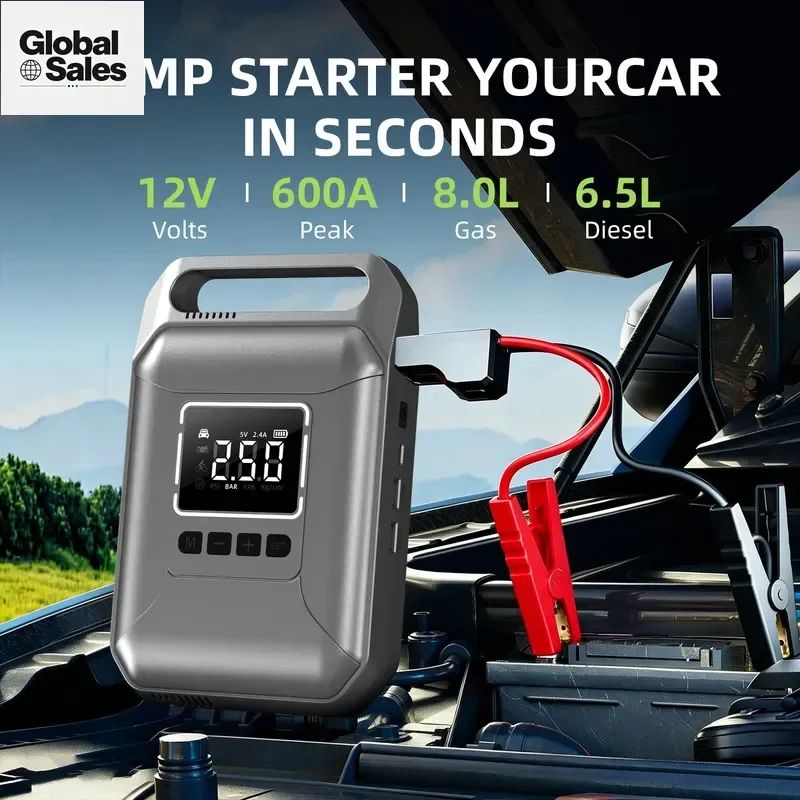 Car Emergency Start Power Supply Air Pump 2-in-1 12V Vehicle Rescue Digital Power Bank